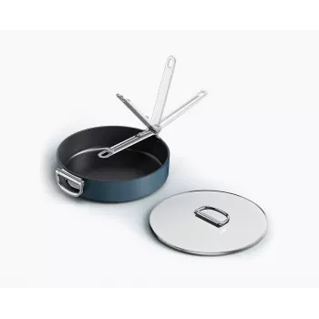 Joseph Joseph Space Fold Handle Keramikas Nepiedegošais 28cm Zilais Sautēšanas Panna ar Vāku