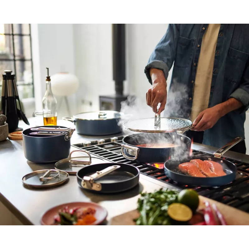 Joseph Joseph Space Folding Handle Ceramic Non-Stick 6-Piece Cookware Set Blue