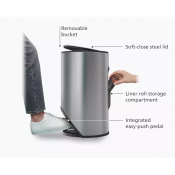 Joseph Joseph Arc 10L Easy-Push Stainless-Steel Pedal Bin