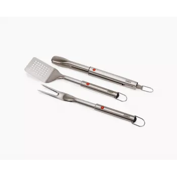 Joseph Joseph GrillOut 3 daļu nerūsējošā tērauda BBQ pagriezējs, knaibles un dakša komplekts