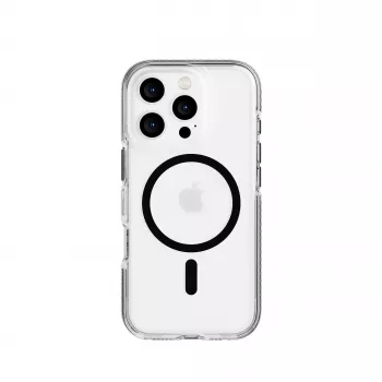 Tech21 EvoCrystal MagSafe Macītis iPhone 16 Pro Melns – Caurspīdīga aizsardzība 15x militārais standarts 4.9m kritiens