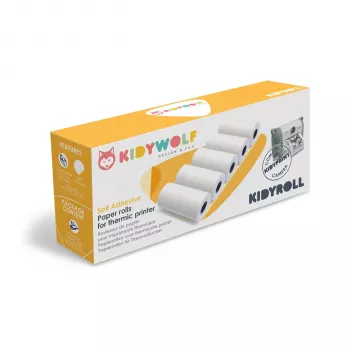 KIDYWOLF Pašlīmējošās termopapīra ruļļi 5 iepakojumā - 57mm x 30mm Balts