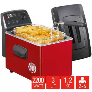 FRITEL TURBO SF fritieris 3L 2200W melns/sarkans/pelēks