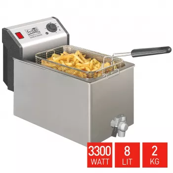 FRITEL TURBO SF fritieris 8 litri 3.3kW nerūsējošais tērauds