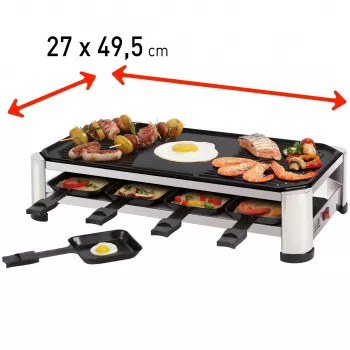 FRITEL RG 2170 Raclette Grill Nerūsējošais tērauds Hroms/Melns 1200 W 8 personām
