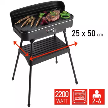 FRITEL Starter BBQ 2246 Elektriskais bārbekjū ar statīvu, 2200 W, melns