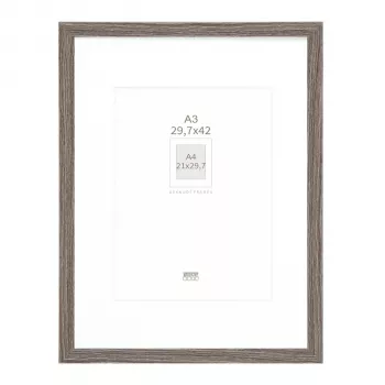 Deknudt S66KH3 P1 DIN A3 29.7x42 cm koka pelēks attēla rāmis ar baltu paspartū