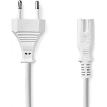 Nedis strāvas kabelis - Eiropas kontaktdakša uz IEC-320-C7, 3,00 m, taisns, plakans, PVC, balts
