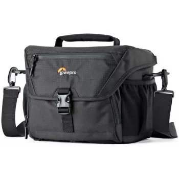 Lowepro Nova 180 AW II plecu soma DSLR/bezspoguļa kamerai ar objektīvu, melna