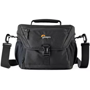 Lowepro Nova 180 AW II plecu soma DSLR/bezspoguļa kamerai ar objektīvu, melna