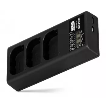 Newell CD-USB-C trīskanālu lādētājs Canon LP-E6 akumulatoriem