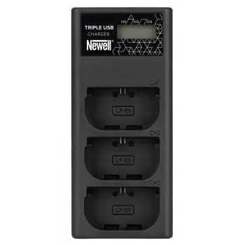 Newell CD-USB-C trīskanālu lādētājs Canon LP-E6 akumulatoriem