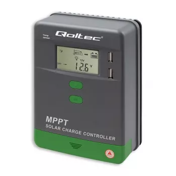 Qoltec MPPT Saules lādētāja kontrolieris 10A 12V/24V ar temperatūras sensoru LCD displejs 2x USB GEL LiFePO4