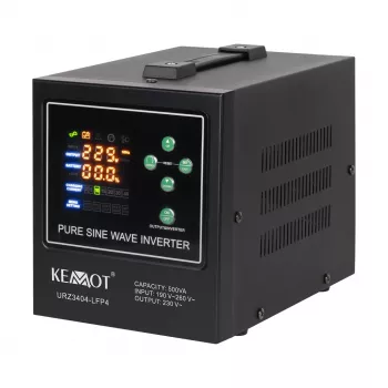 KEMOT PROsinus-500-LFP4 Nepārtrauktās barošanas avots ar tīru sinusoidālo viļņu invertoru un uzlādes funkciju 12V 230V 500VA/300W