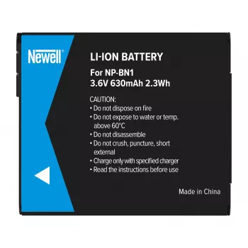Newell Replacement Battery NP-BN1 for Sony Cameras, 630mAh, 3,7V, Li-ion, Black
