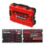 EINHELL-KWB E-Case Instrumentu Kaste KFZ, 121 Daļas (Melna/Sarkana, ar Instrumentu Komplektu Hobijmehāniķiem)