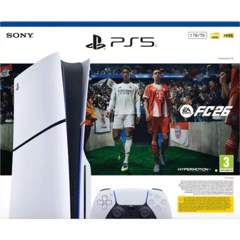 Sony PlayStation 5 Slim Disc Edition 1TB + EA Sports FC 26 Bundle - White/Black (CFI-2116A)