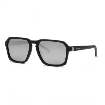 PHILIPP PLEIN SPORT Vīriešu SSP030 Saulesbrilles - 59/17/145 mm, Melns Acetāta Rāmis, Pelēkas Lēcas, UV400 Aizsardzība