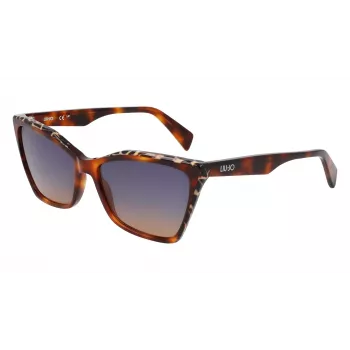 LIU JO sieviešu saulesbrilles LJ796S-245 – Havana acetāta tauriņveida rāmis ar brūnām gradienta lēcām, 58/15/135 mm