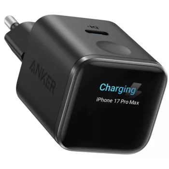 Anker Nano Charger 45W GaN USB-C Lādētājs ar ActiveShield 5.0, Skārienjutīgu Sensoru, Viedo Displeju, Melns