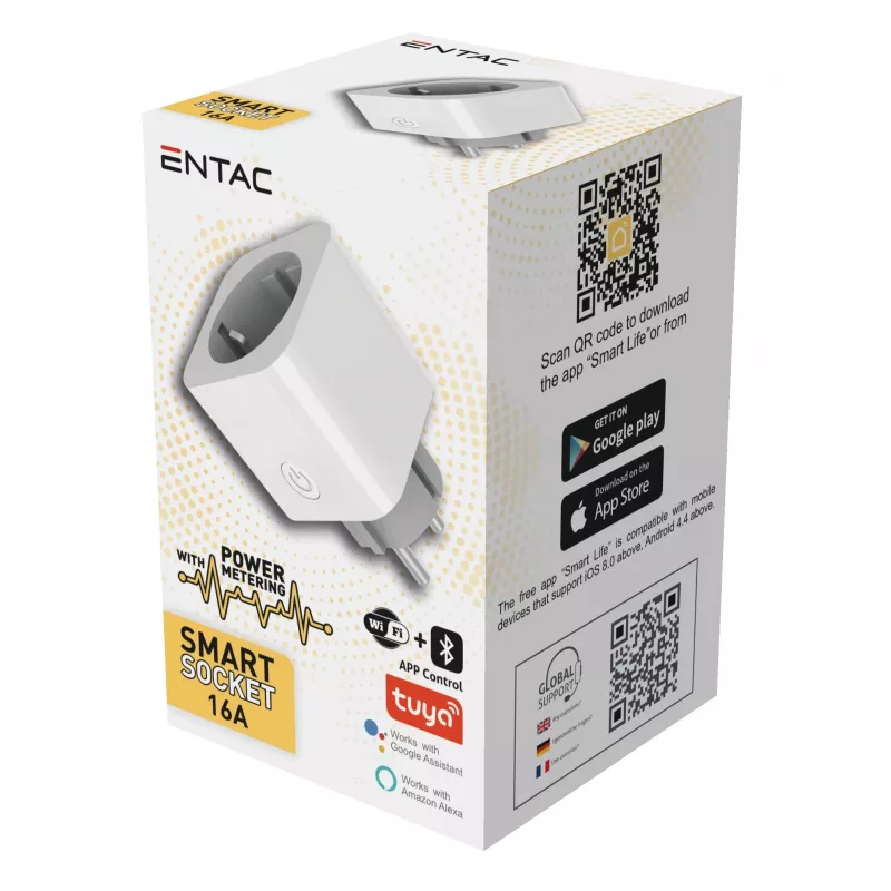 ENTAC WiFi viedais kontaktdakšas adapteris ar enerģijas uzraudzību balts