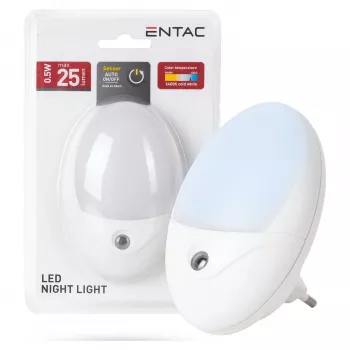 ENTAC Nakts gaisma 0.5W Ovāla Vēsi Baltā Baltā Krēslas sensors