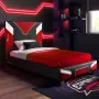XROCKER Gaming & Racing vienvietīga gulta 90x190cm sarkana mākslīgā āda