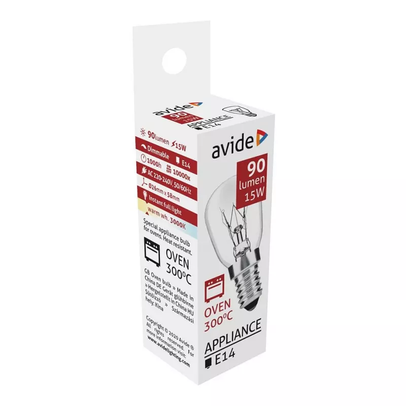 Avide Cepeškrāsns Lampa 300°C 90lm 15W E14 Silta Balta 3000K