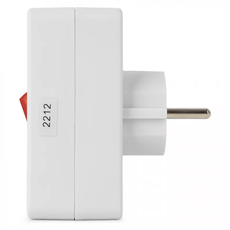ENTAC Sienas kontaktligzdas adapteris 2x Euro 1x Schuko ar slēdzi Balts
