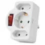 ENTAC Sienas kontaktligzdas adapteris 2x Euro 1x Schuko ar slēdzi Balts