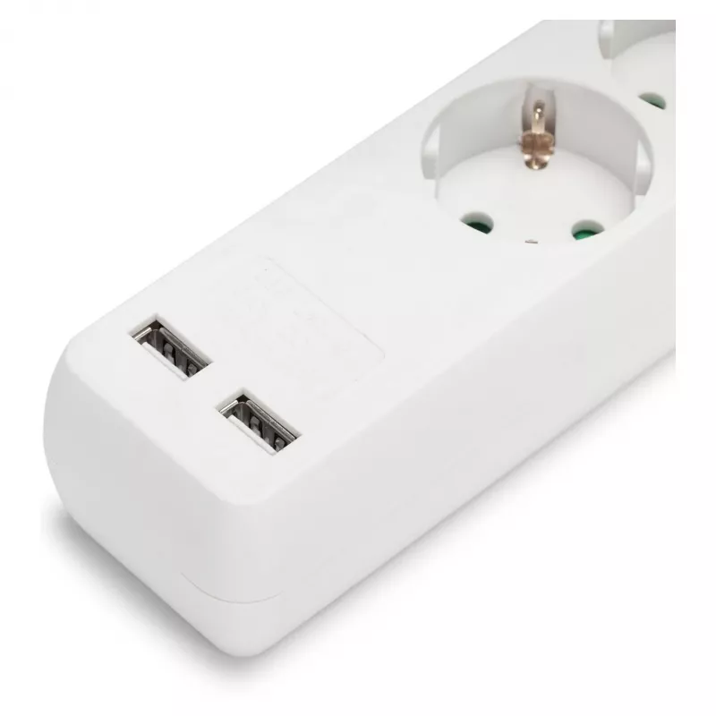ENTAC Power Strip 3-Way with USB 1.5m Switch White