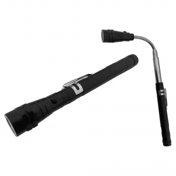ENTAC EFL-1W-FLEX-ALU 1W LED lukturis ar teleskopisku kaklu, alumīnijs, melns
