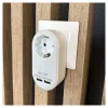 ENTAC sienas kontaktdakšas adapteris ar 2x USB-A balts