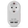 ENTAC sienas kontaktdakšas adapteris ar 2x USB-A balts