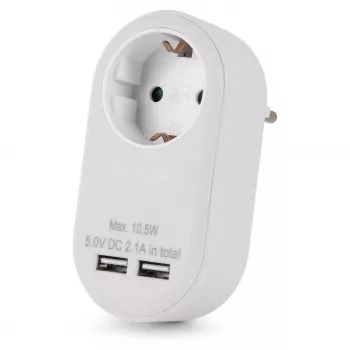 ENTAC sienas kontaktdakšas adapteris ar 2x USB-A balts