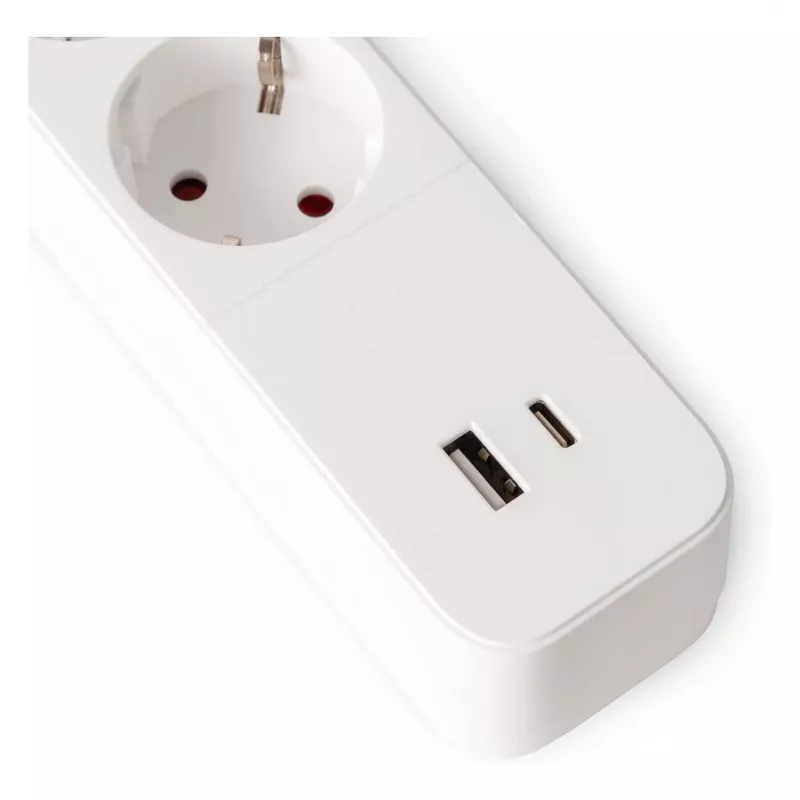 ENTAC pagarinātājs 4 kontaktligzdas ar 1x USB-A un 1x USB-C, 1,5 m balts