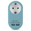 ENTAC kontaktligzdas adapteris ar 2x USB-A zils
