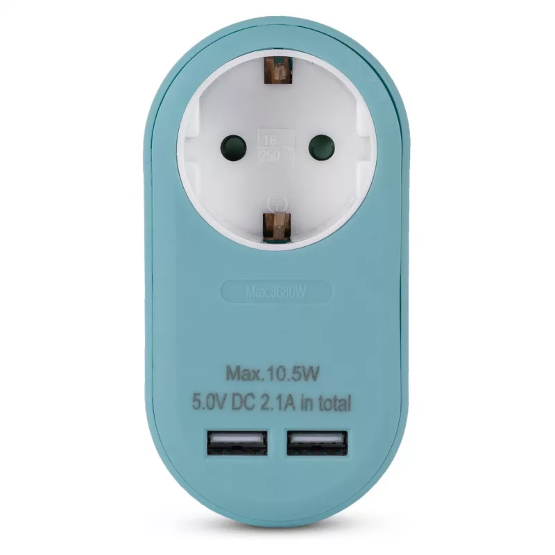 ENTAC kontaktligzdas adapteris ar 2x USB-A zils