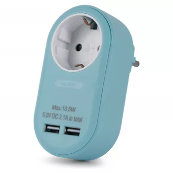 ENTAC kontaktligzdas adapteris ar 2x USB-A zils