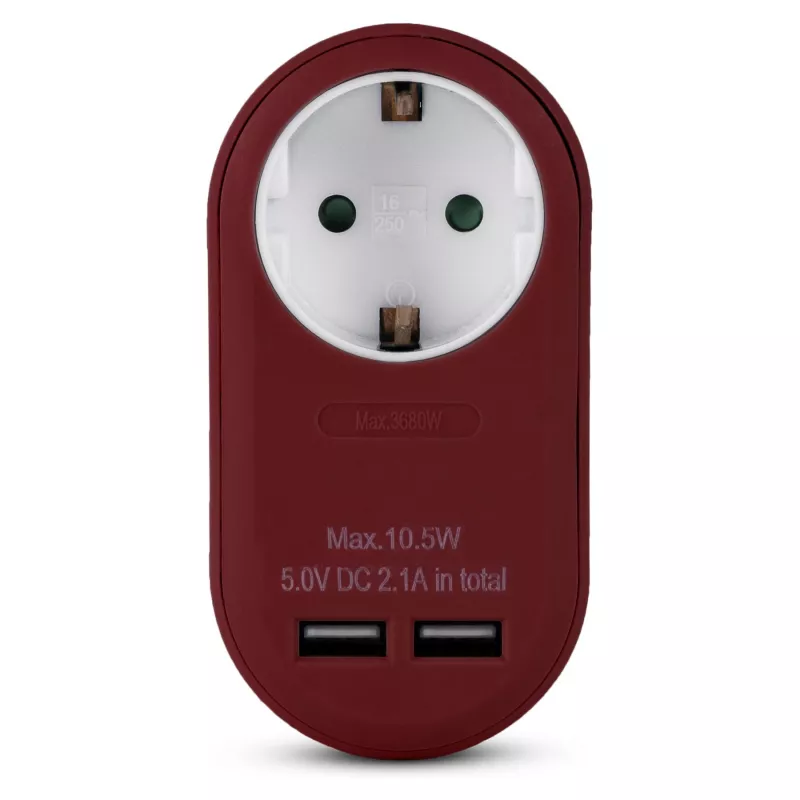 ENTAC sienas kontaktdakšas adapteris ar 2x USB-A bordo krāsā