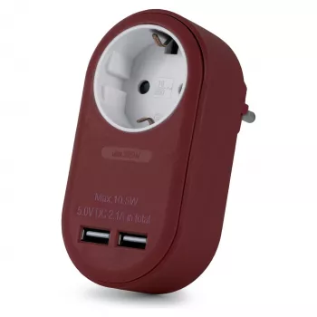 ENTAC sienas kontaktdakšas adapteris ar 2x USB-A bordo krāsā