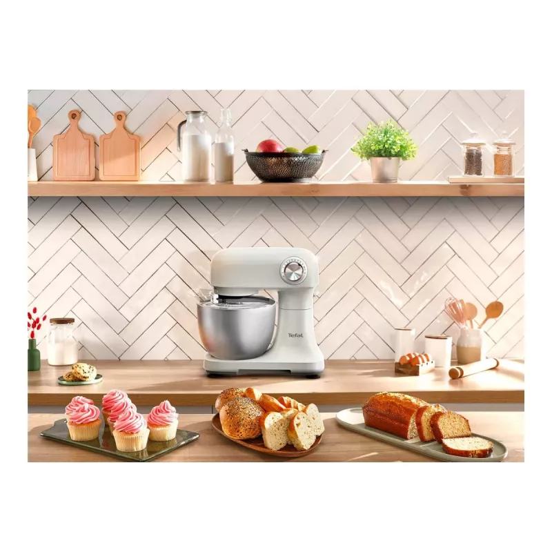TEFAL QB140AF0 Bake Easy Stenda mikseris, 500 W, 12 ātrumi, 3,5 L bļoda, bēšs