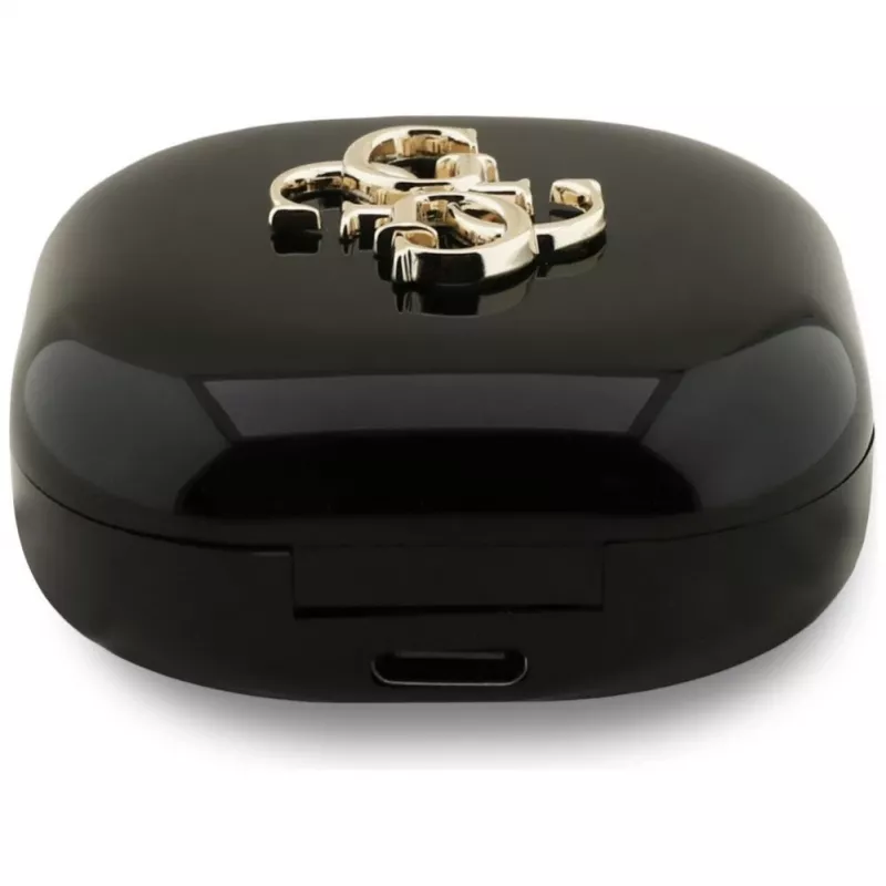 Guess 4G Metal Logo True Wireless Stereo Bluetooth Earbuds ar uzlādes futrāli (Melna)