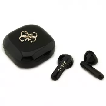 Guess 4G Metal Logo True Wireless Stereo Bluetooth Earbuds ar uzlādes futrāli (Melna)