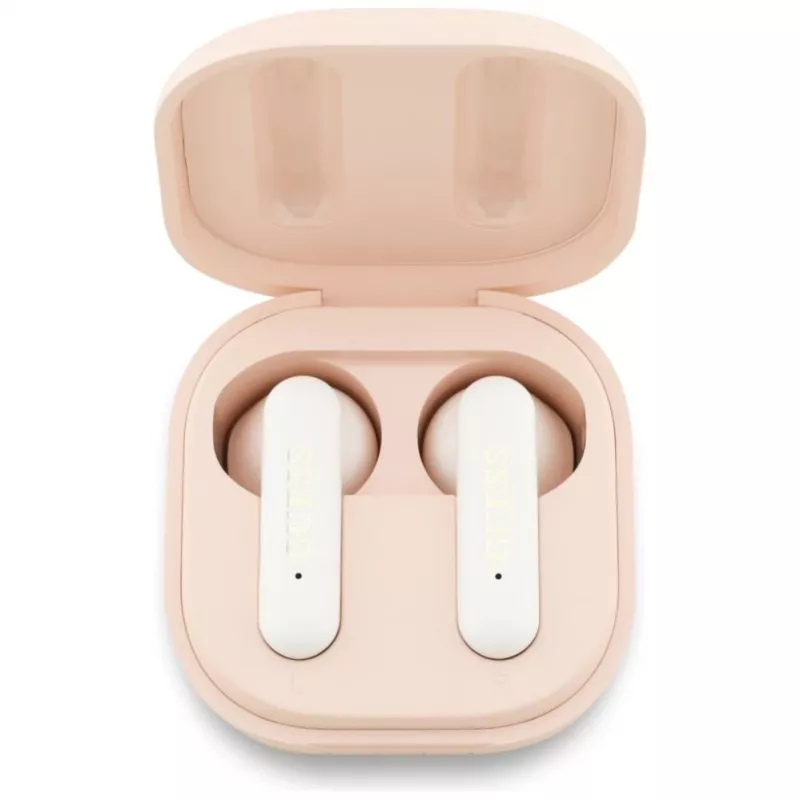 Guess 4G Metal Logo True Wireless Stereo Bluetooth 5.0 Earbuds ar uzlādes futrāli - Rozā