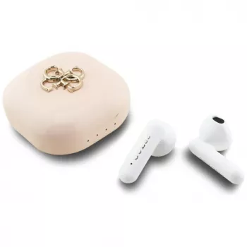 Guess 4G Metal Logo True Wireless Stereo Bluetooth 5.0 Earbuds ar uzlādes futrāli - Rozā