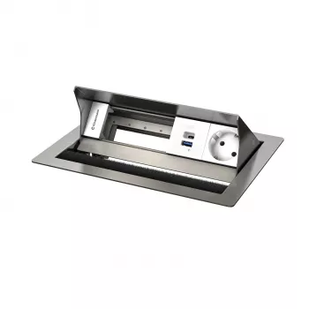 Kindermann CP Standard² VA 4f. Galda pieslēguma panelis ar 1x Schuko kontaktligzdu, 1x USB-A uzlādes portu, VGA, audio, melns