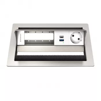 Kindermann CP Standard² VA 4f. Galda pieslēguma panelis ar 1x Schuko kontaktligzdu, 1x USB-A uzlādes portu, VGA, audio, melns