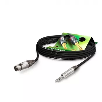 Sommer Cable Stage 22 Highflex mikrofona kabelis, 2 x 0,22 mm², XLR 3 kontaktu ligzda – 6,3 mm stereo spraudnis, NEUTRIK, melnā krāsā, 5 m (SGN5-0500-SW)