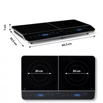 MEDION LIFE Double Induction Cooktop MD 15324 (Melns, 3500 vati, 2x Ø 20 cm)